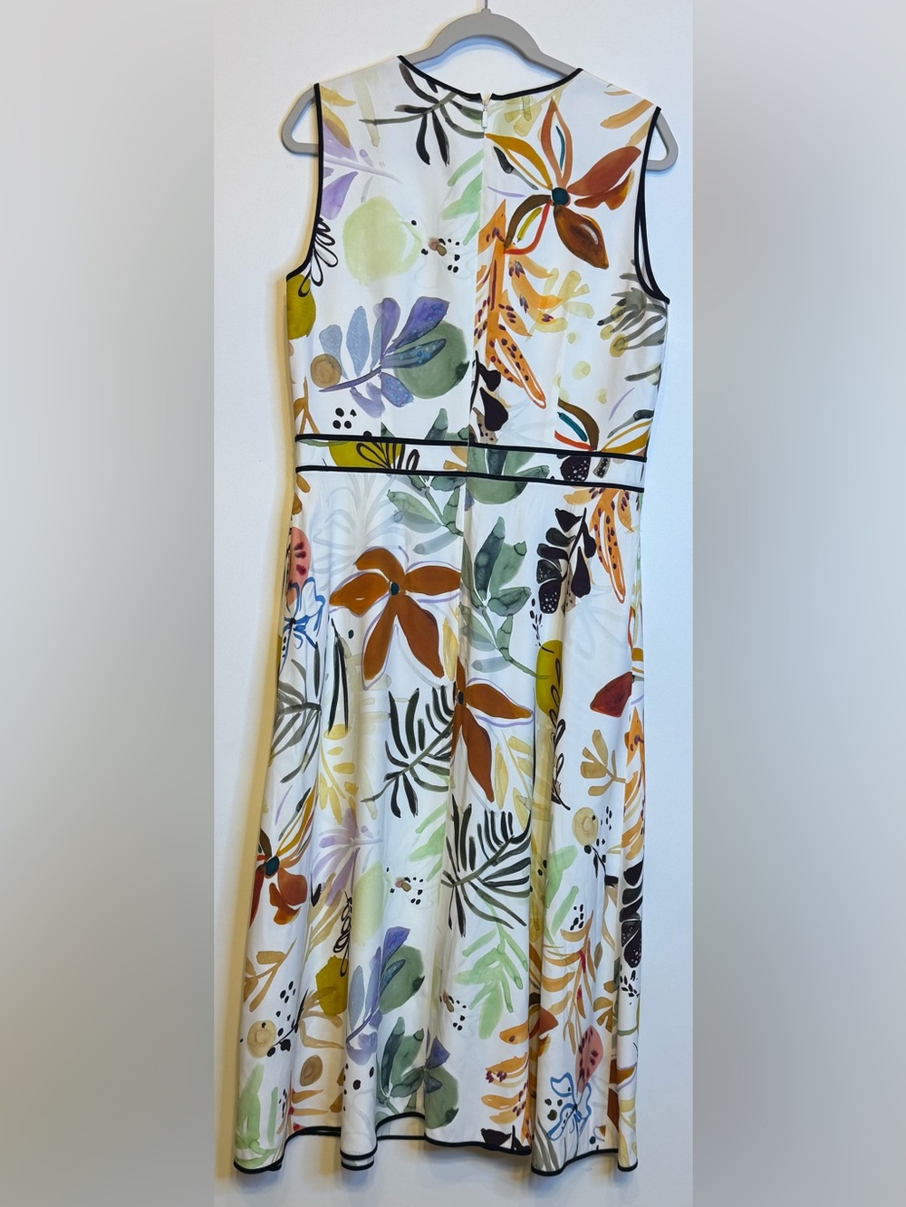 Classy Lafayette 148 New York White Botanical Print MIDI Sz 10 - Picture 7 of 13